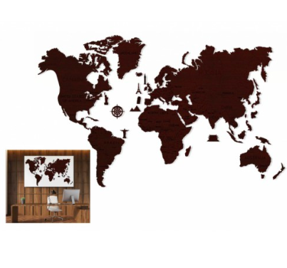 Drewniane puzzle 3d wooden.city - mapa świata xxl dark oak