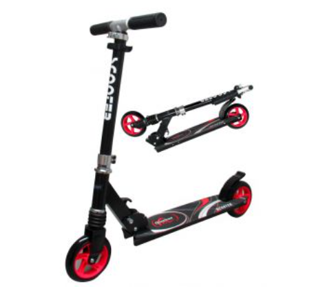Duża Hulajnoga H7 CZARNO-CZERWONA Składana R-Sport koła 145 mm do 100 kg