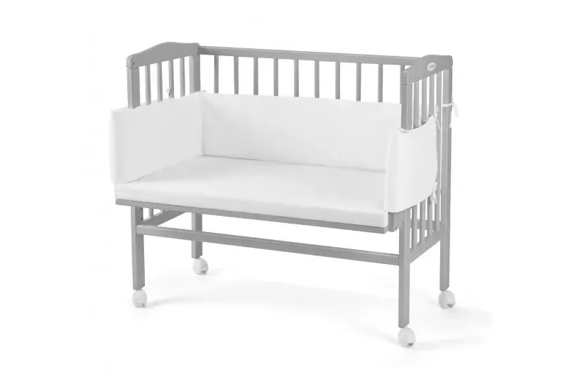 WALDIN Dostawka 2w1 z materacem i osłonką SZARA BIAŁY