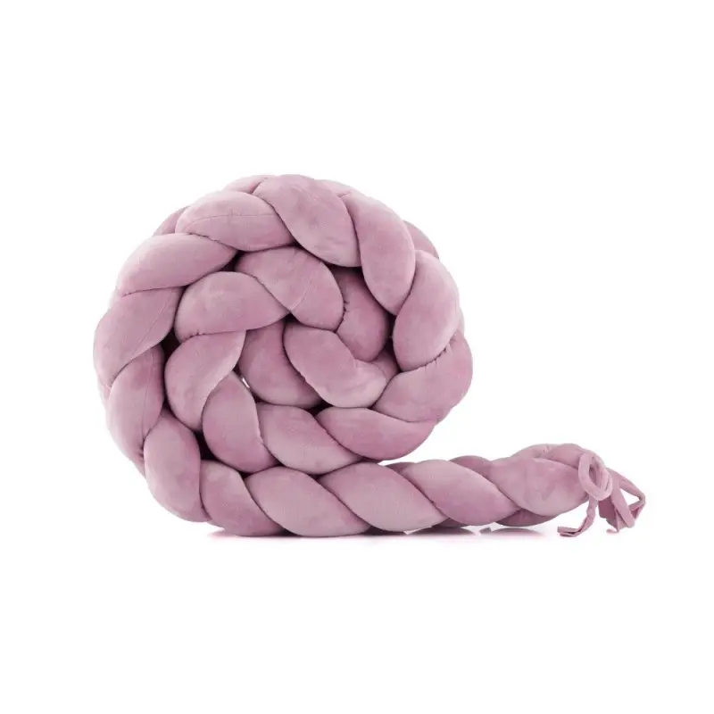 WALDIN Welurowy Warkocz Do Łóżeczka 210 cm Brudny Róż