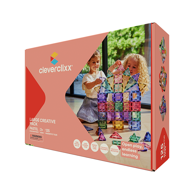 Cleverclixx - Klocki magnetyczne Large Creative Pack Pastel - 125 el.
