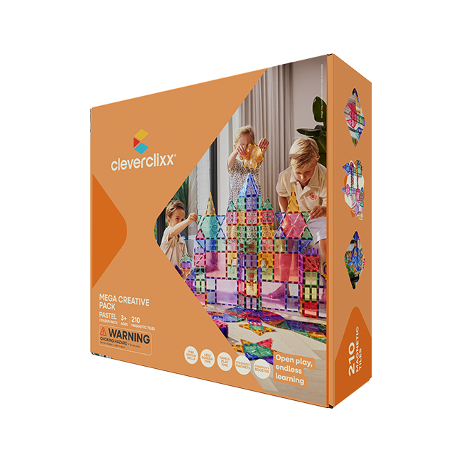 Cleverclixx - Klocki magnetyczne Mega Creative Pack Pastel - 210 el.