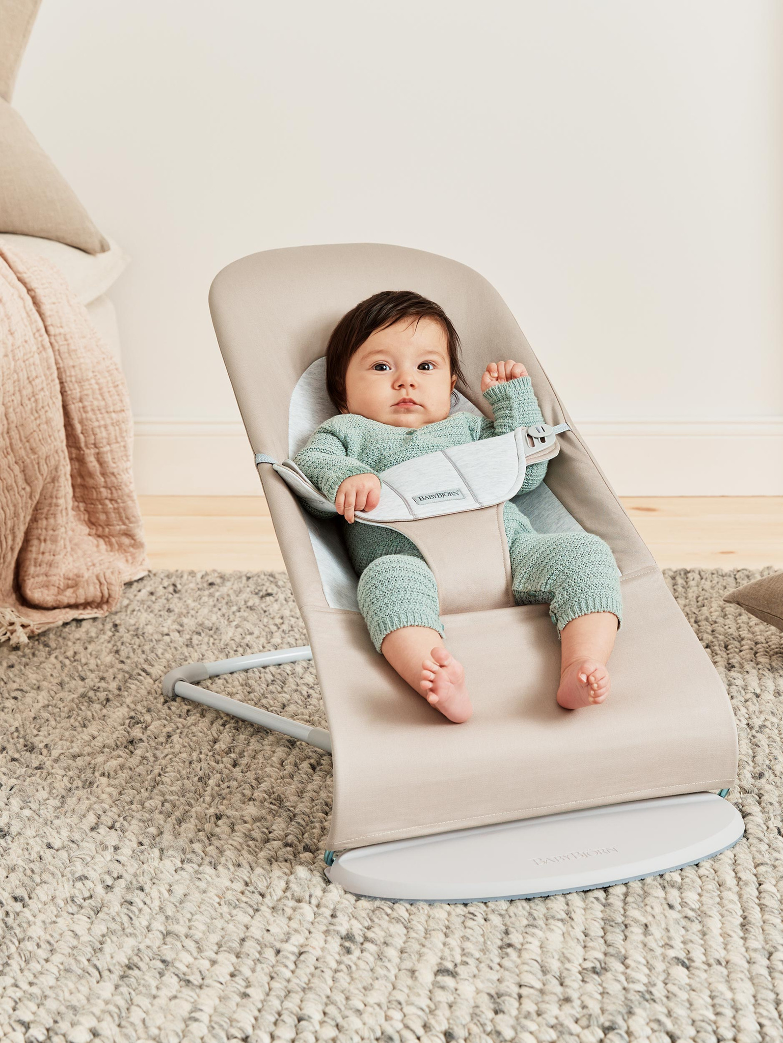 BABYBJORN - leżaczek BALANCE SOFT WOVEN/JERSEY - Beż/Szary - obrazek 2