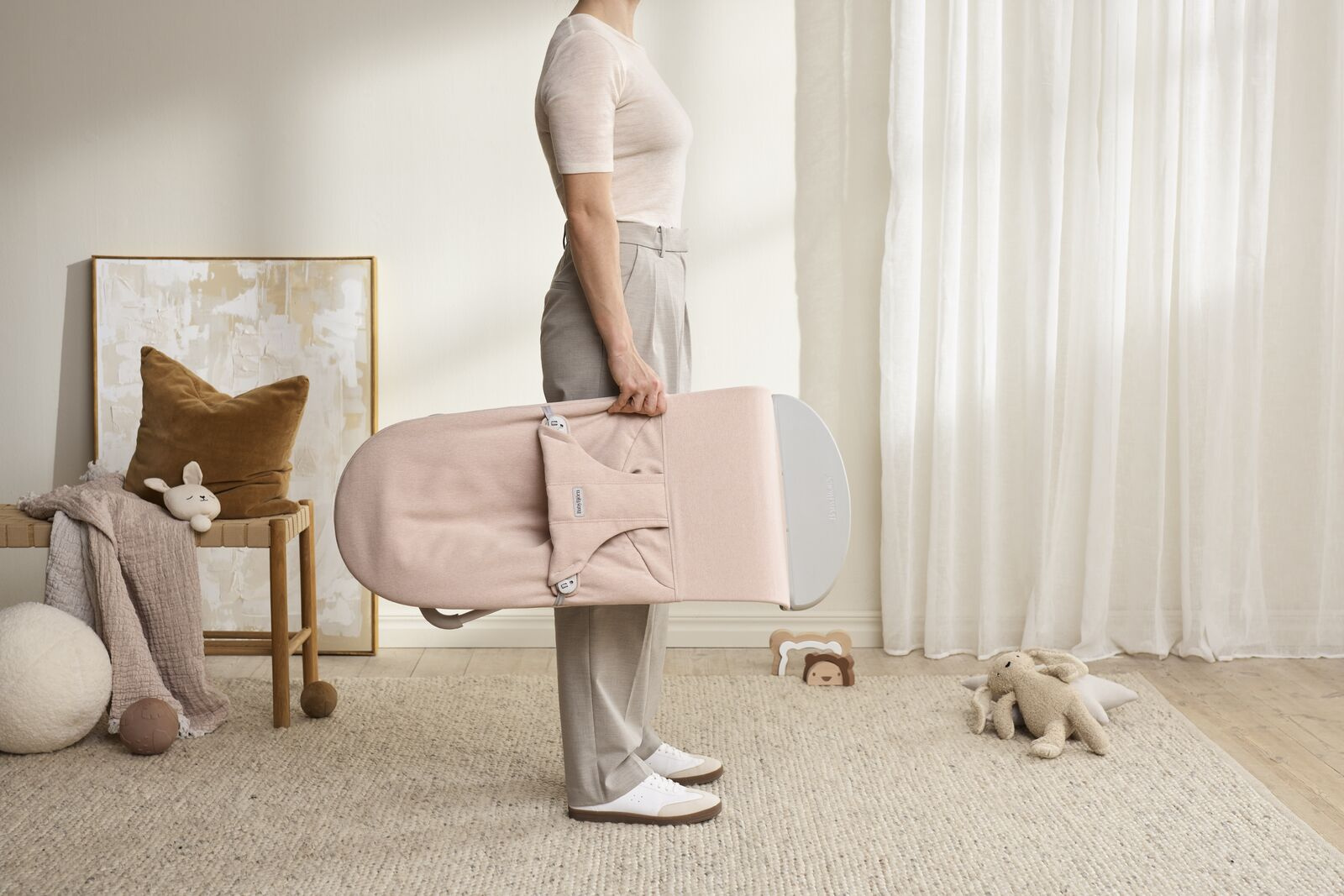 BABYBJORN - leżaczek BLISS WOVEN - Jasny Róż melanż - obrazek 10