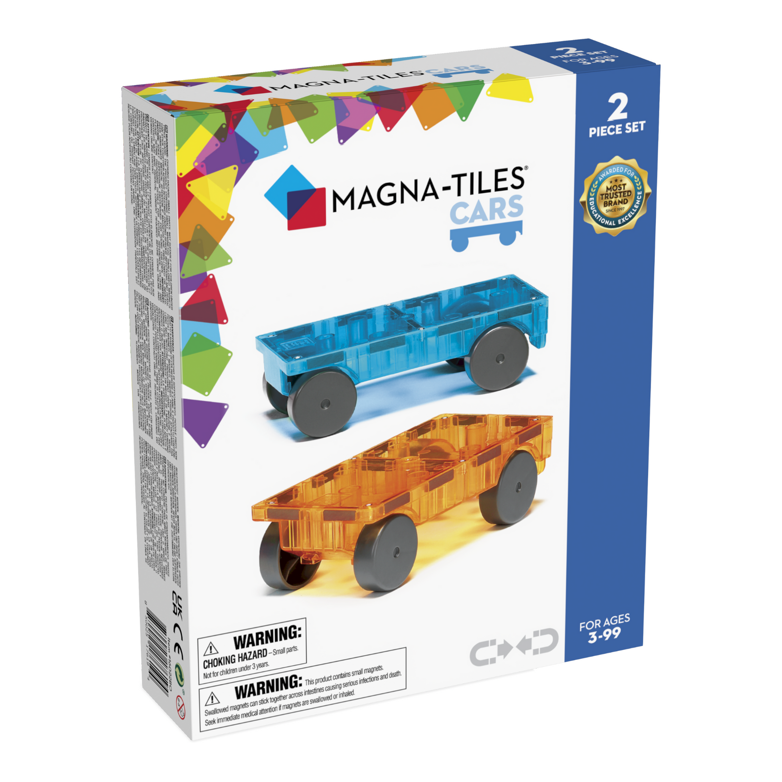 MAGNA-TILES® Zestaw do rozbudowy Cars 2 el. Pomarańczowy i Niebieski