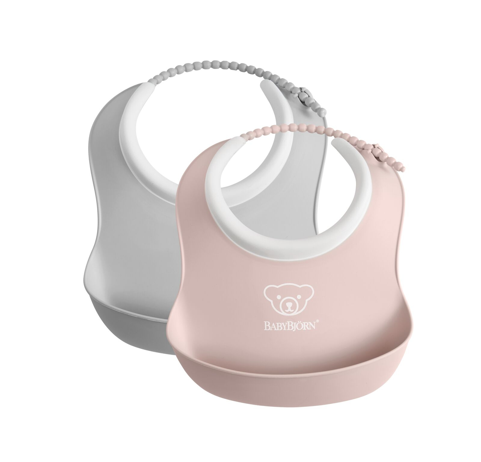 BABYBJORN - 2 małe śliniaczki Grey/ Powder Pink