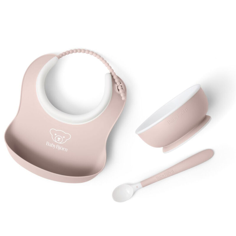 BABYBJORN - Zestaw do karmienia 3 szt. - Powder Pink