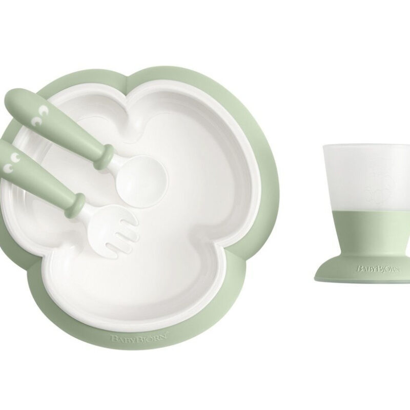 BABYBJORN - zestaw do karmienia - Powder Green