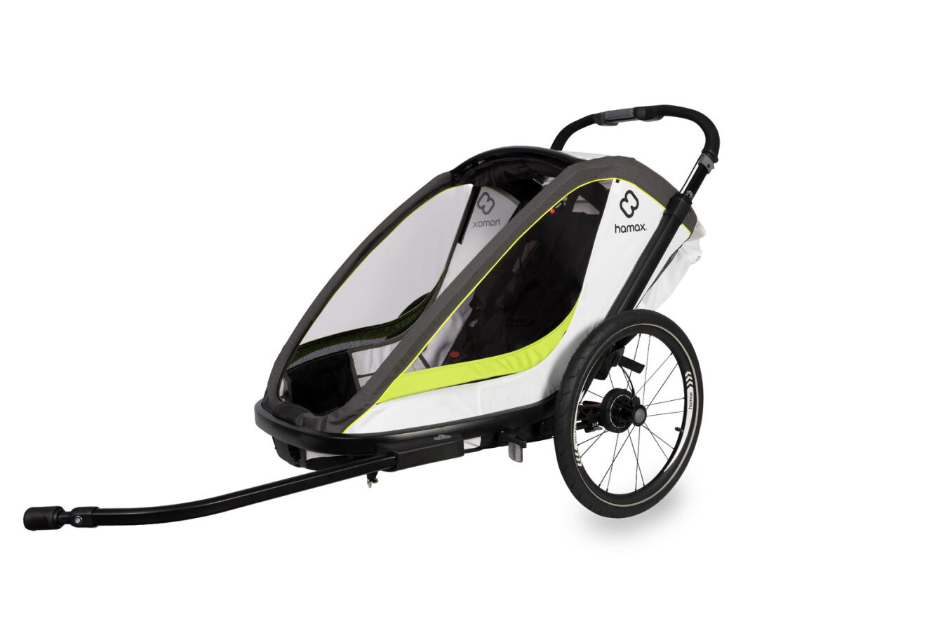 Hamax BREEZE ONE - Przyczepka rowerowa pojedyncza/wózek do biegania - White/green - obrazek 2