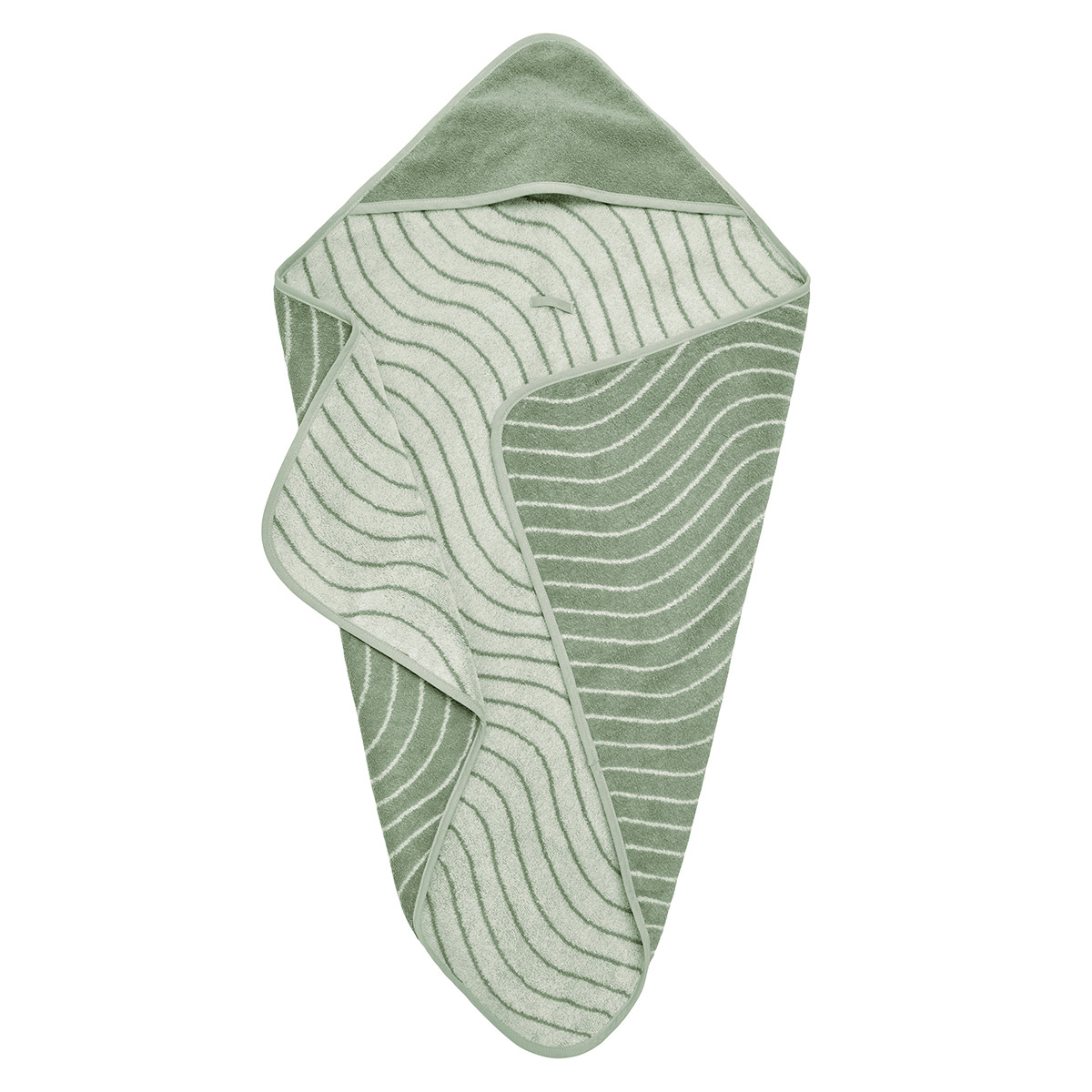 LEANDER - ręcznik z kapturem, Woodland, Sage green