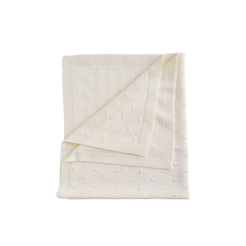 Wełniany kocyk dla niemowląt Popcorn kremowy kocyki dla dzieci ooh noo