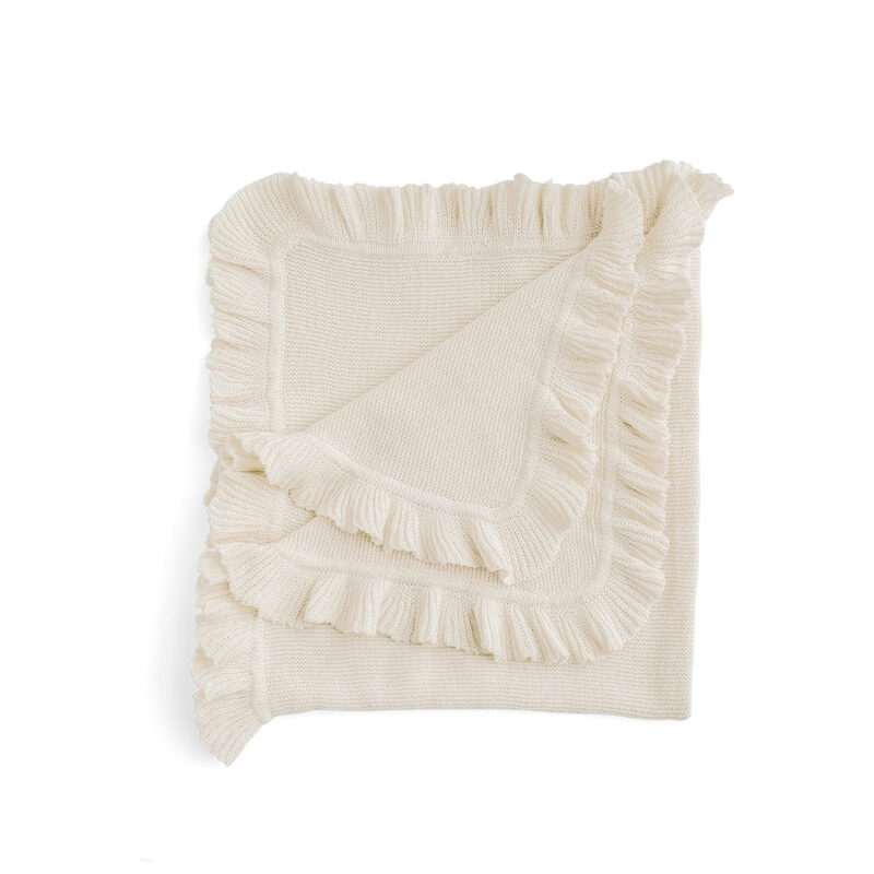 Bawełniany kocyk dla niemowląt z falbanką kremowy kocyki dla dzieci ooh noo