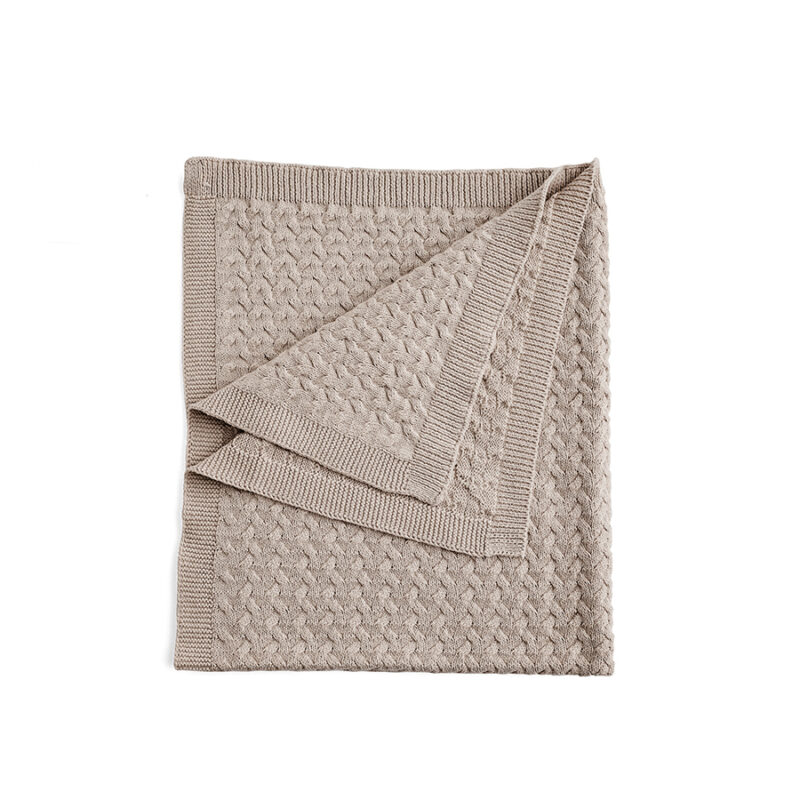 Bawełniany kocyk dla niemowląt warkoczyki beżowy kocyki dla dzieci ooh noo