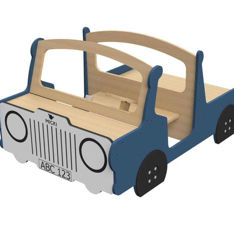 Drewniana ciężarówka z platformą niebieska meble dla dzieci zabawka Micki