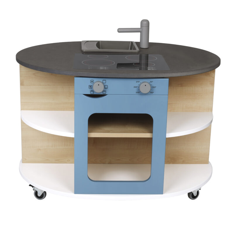 Drewniana wyspa kuchenna niebieska meble dla dzieci zabawka kuchnia Micki