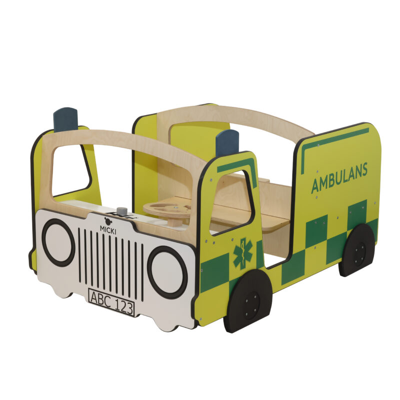 Drewniany ambulans meble dla dzieci wyposażenie auto karetka zabawka Micki