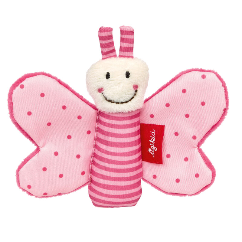 Pierwsza przytulanka Motylek różowy szeleścik dla dzieci maskotka sigikid