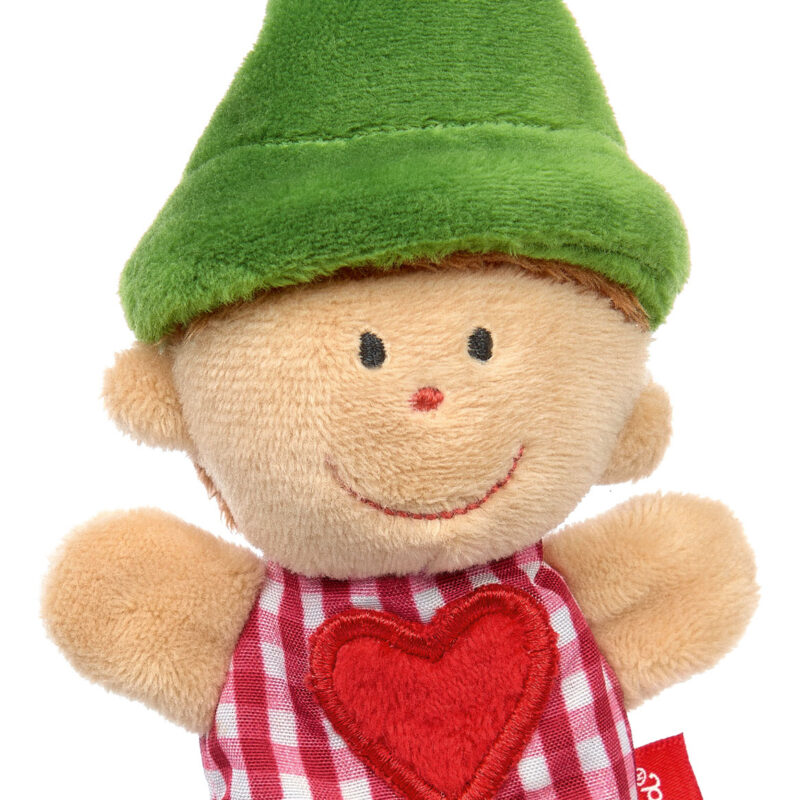 Pluszowa pacynka na palec Skrzat z sercem maskotka teatrzyk dzieci sigikid