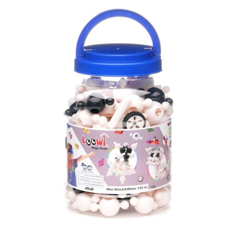 Klocki konstrukcyjne Loowi kulki Black and White 125 elementów 4+