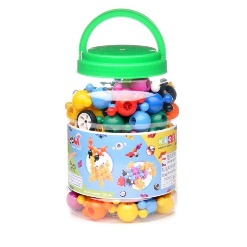 Klocki konstrukcyjne Loowi Green kulki zielone 125 elementów 4+