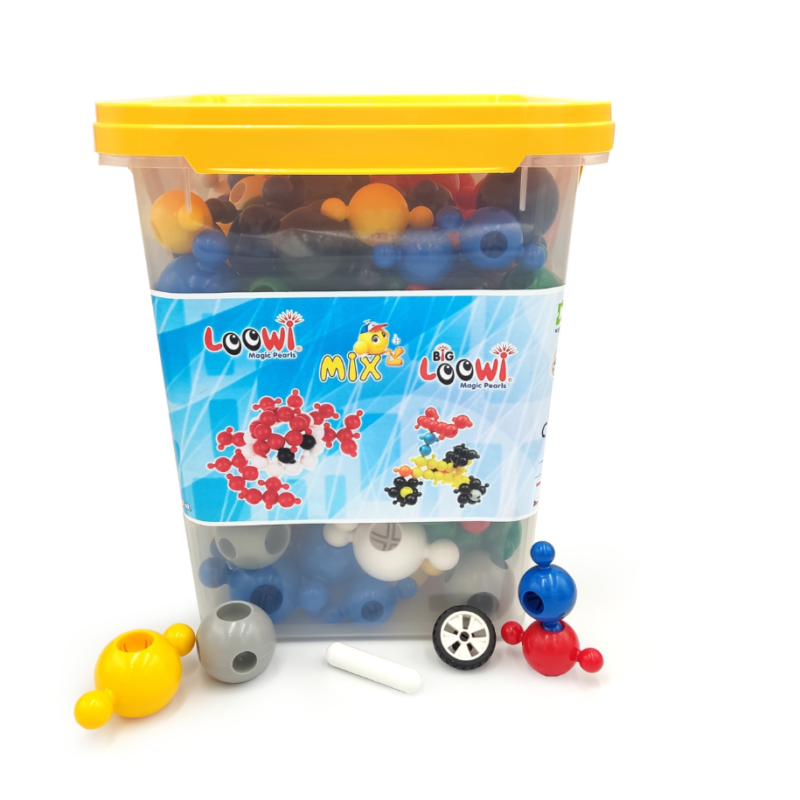 Klocki konstrukcyjne Loowi i Big Loowi mix kulki 200 elementów 3+