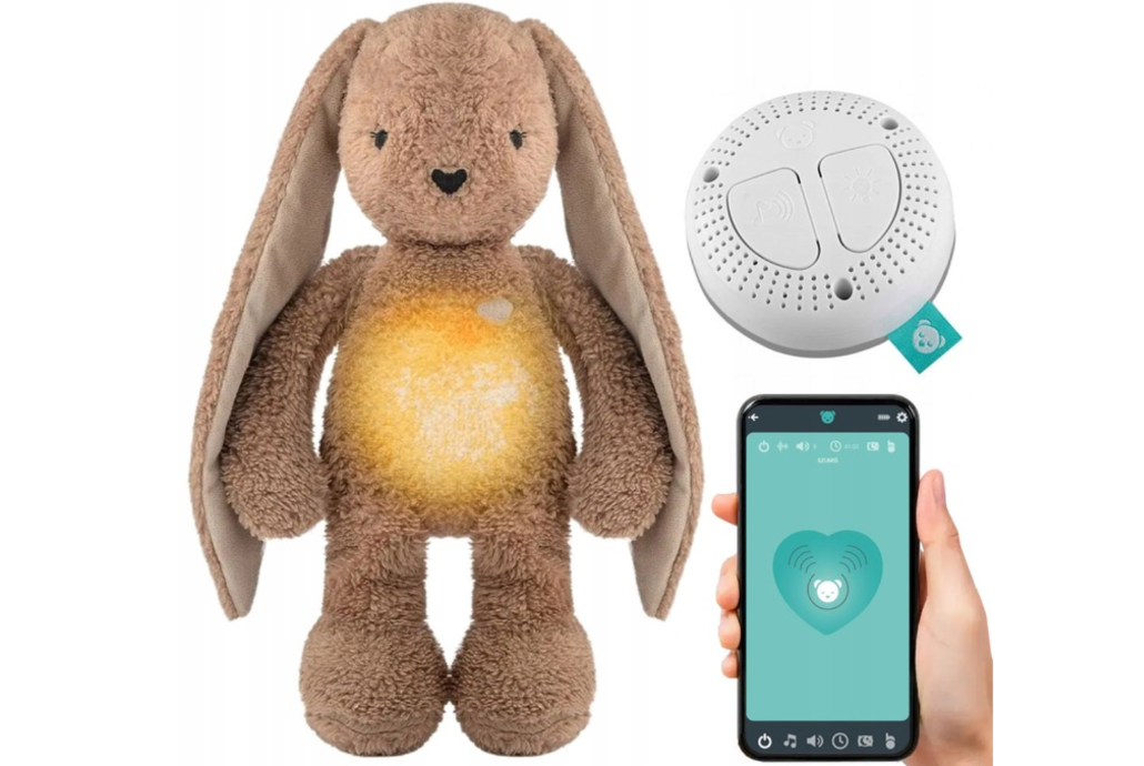 SZUMISIE KRÓLIK 7W1 APP BRĄZOWY Miś Szumiś lampka timer Z APLIKACJĄ