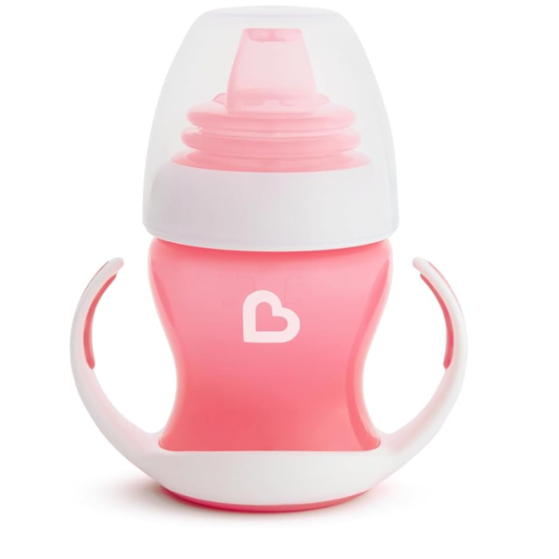 Munchkin Kubek przejściowy z miękkim ustnikiem i uchwytami, różowy, 118 ml