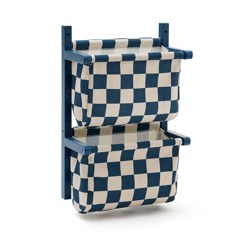 Kid's Concept - Półka ścienna materiałowa w szachownicę circus, check teal