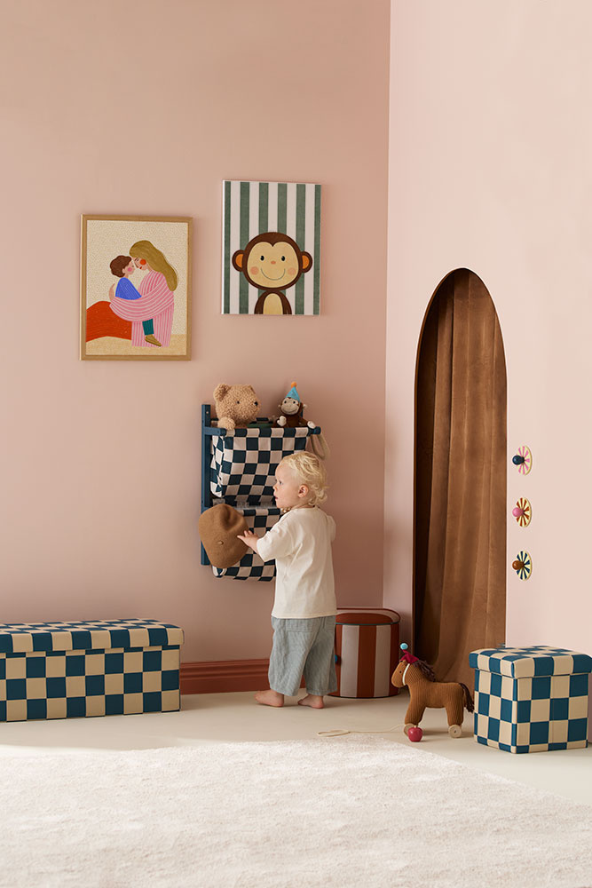 Kid's Concept - Półka ścienna materiałowa w szachownicę circus, check teal - obrazek 2