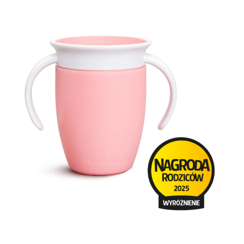 Munchkin Miracle 360° kubek treningowy z uchwytami, różowy, 207 ml