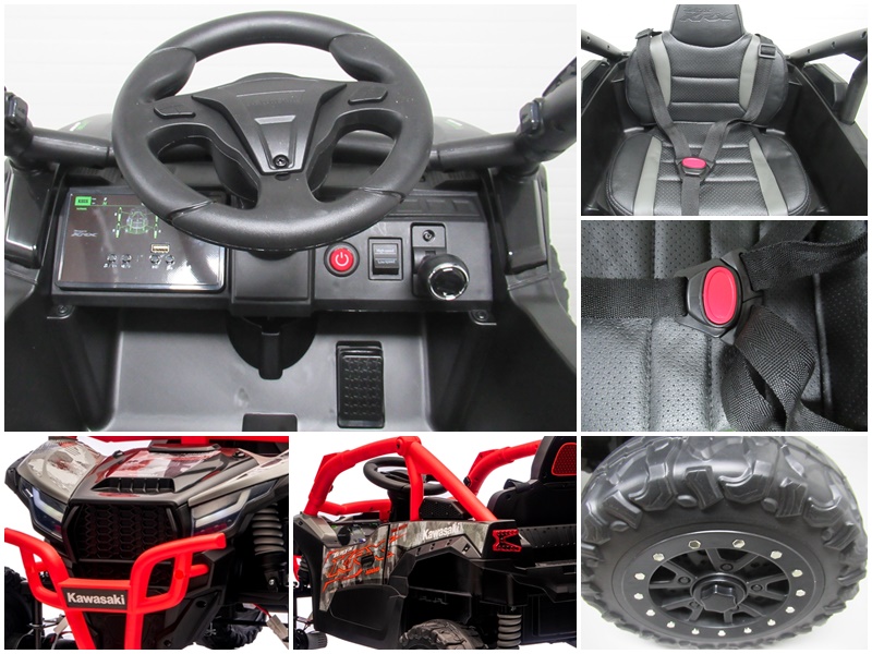 Kawasaki Teryx Czerwony Auto na akumulator 4x4 EVA SKÓRA RC Akumulator litowo-jonowy - obrazek 6