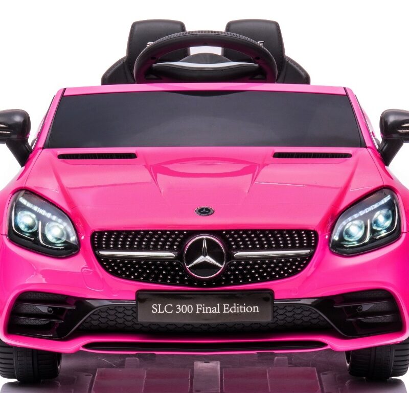 Mercedes SLC 300 różowy Piankowe Koła Eva, miękki fotelik Licencja Akumulator litowo-jonowy