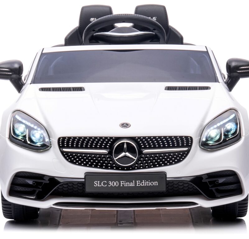 Mercedes SLC 300 biały Piankowe Koła Eva, miękki fotelik Licencja Akumulator litowo-jonowy