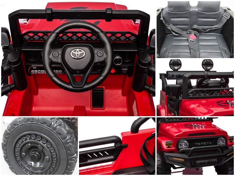 Toyota FJ Cruiser Czerwony, 4x4 miękki fotelik pilot Licencja AKumulator litowo-jonowy - obrazek 4