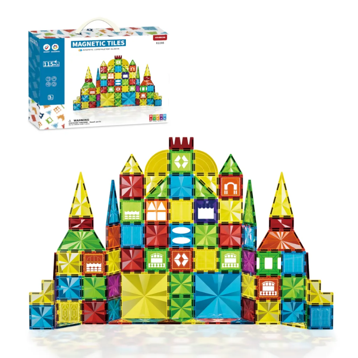 Klocki magnetyczne Magnetic Tiles 115 elementów – 3+