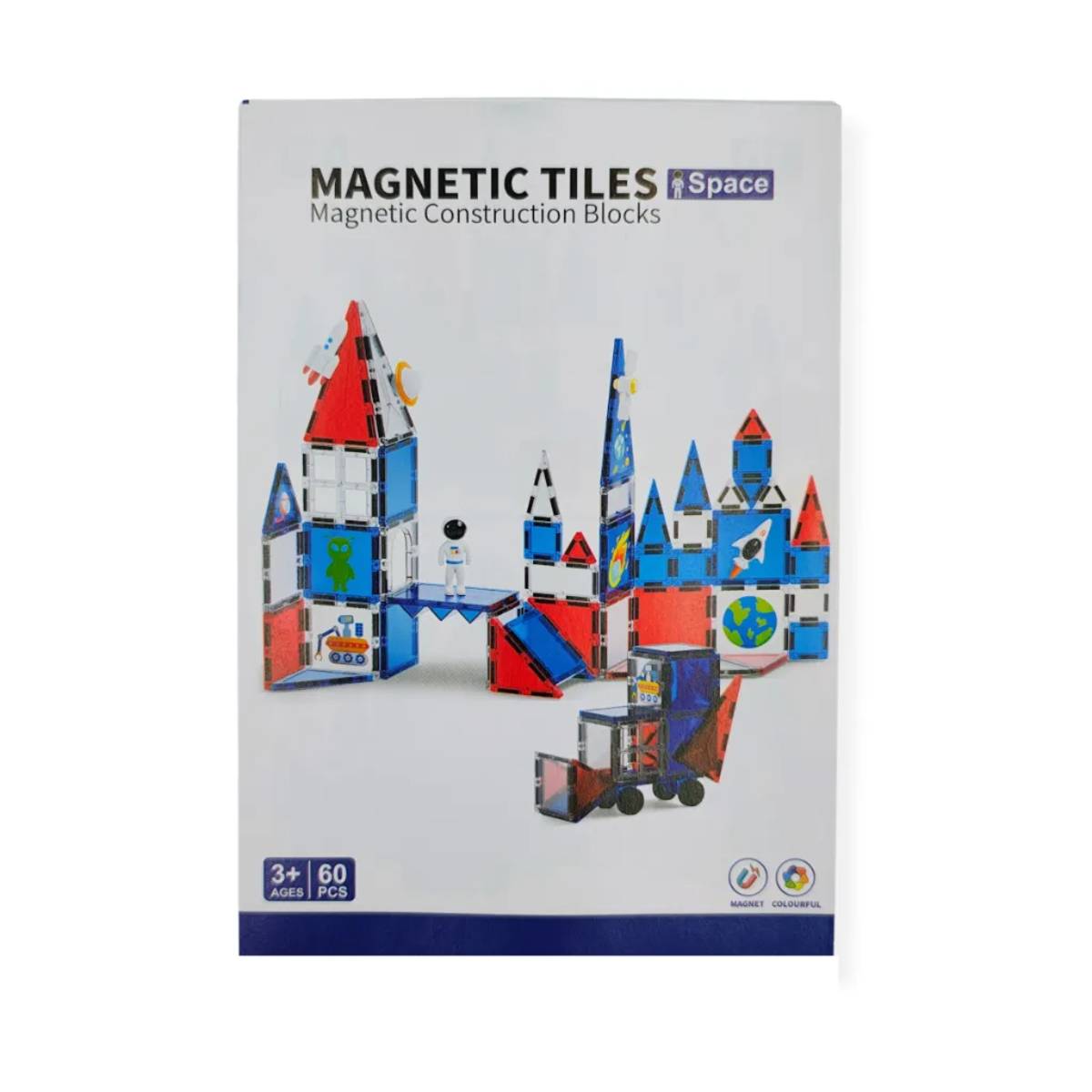 Klocki magnetyczne kosmiczne zestaw 60 elementów – 3+ - obrazek 5