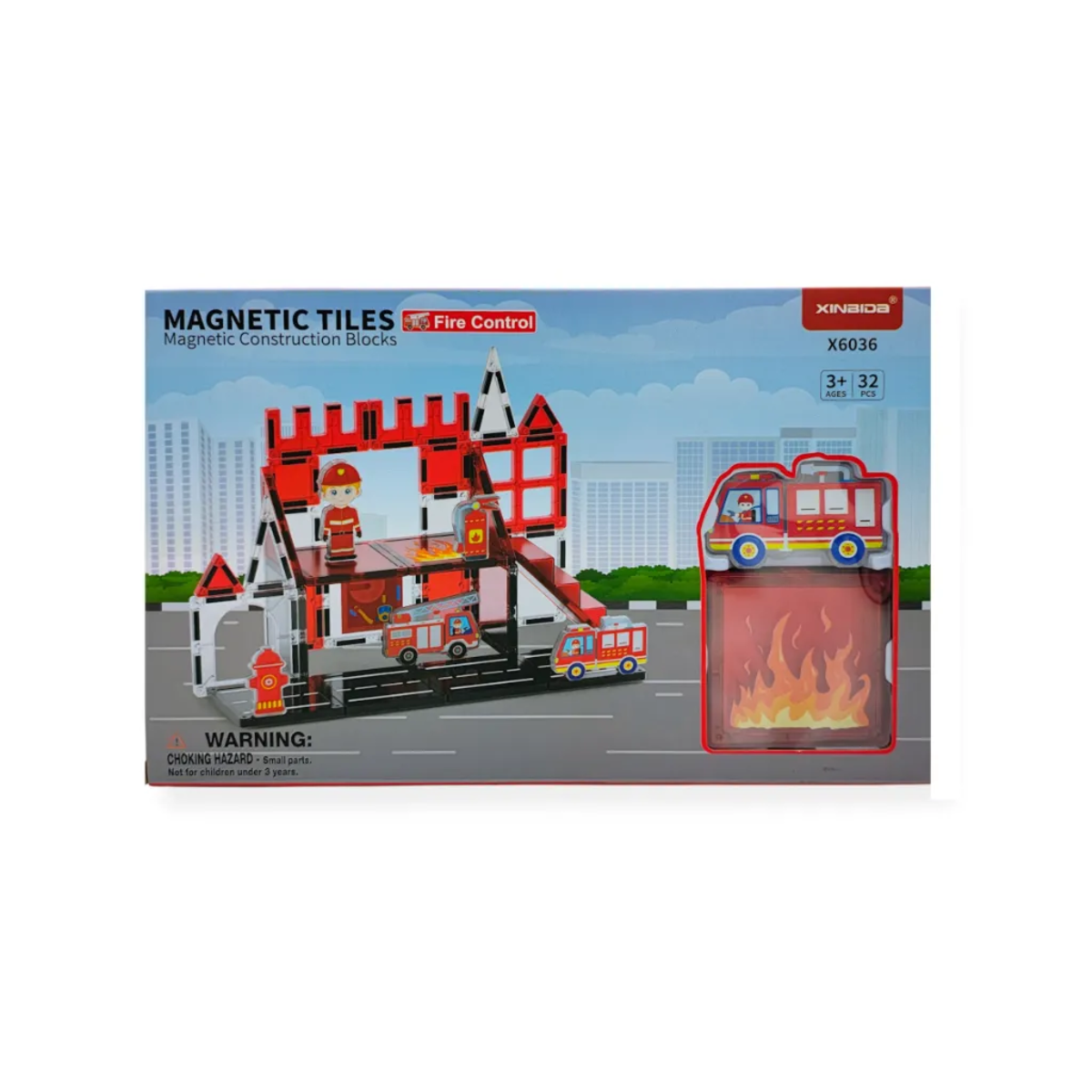 Klocki magnetyczne straż pożarna 32 el. – Magnetic Tiles 3+ - obrazek 5