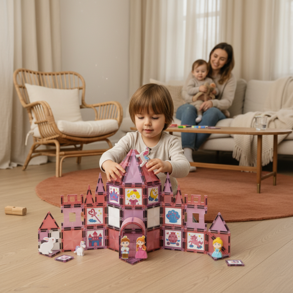 Klocki magnetyczne zamek 78 el. Magnetic Tiles Window Art – 3+ - obrazek 4