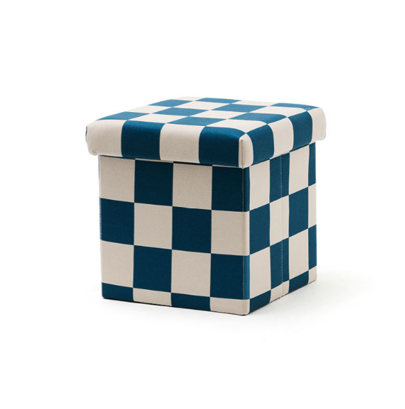 Kid's Concept - Pufa ze schowkiem w szachownicę - 30 cm, check teal