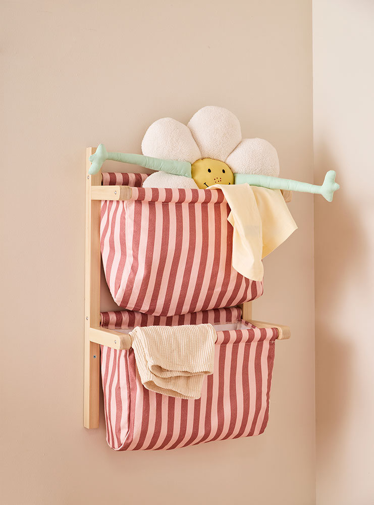 KID'S CONCEPT - półka ścienna materiałowa w paski, clay pink - obrazek 2