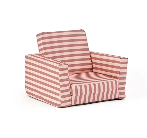 KID'S CONCEPT - rozkładany fotel w paski, clay pink