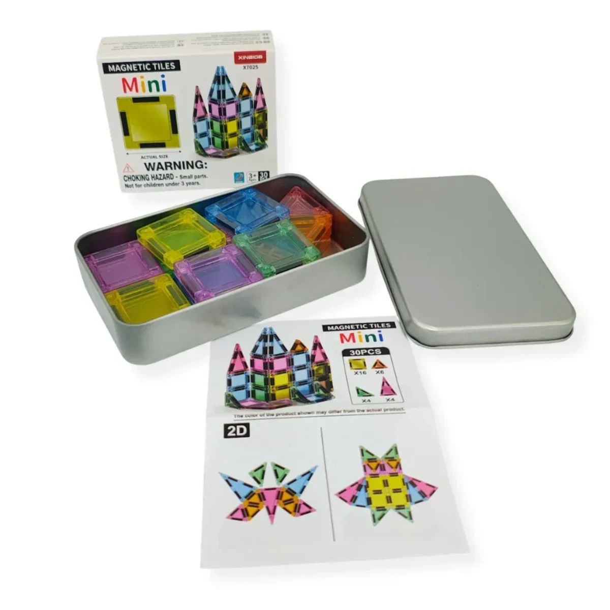 Klocki magnetyczne Mini 30 el. w puszce – Magnetic Mini Tiles 3+ - obrazek 5