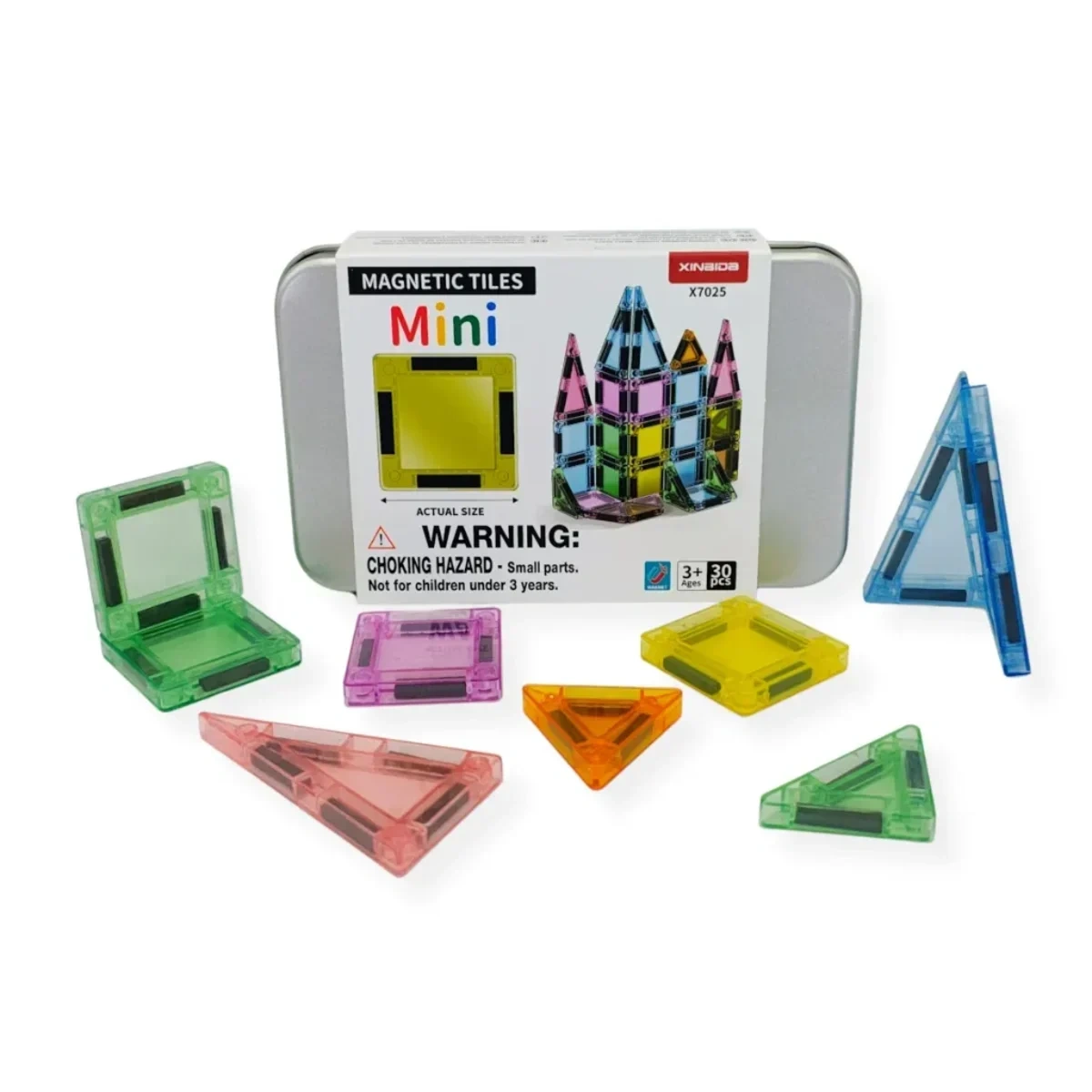 Klocki magnetyczne Mini 30 el. w puszce – Magnetic Mini Tiles 3+