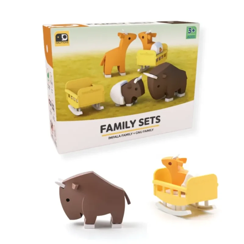 Figurki magnetyczne 3D Half Toys - Rodzina safari Impala i Gnu