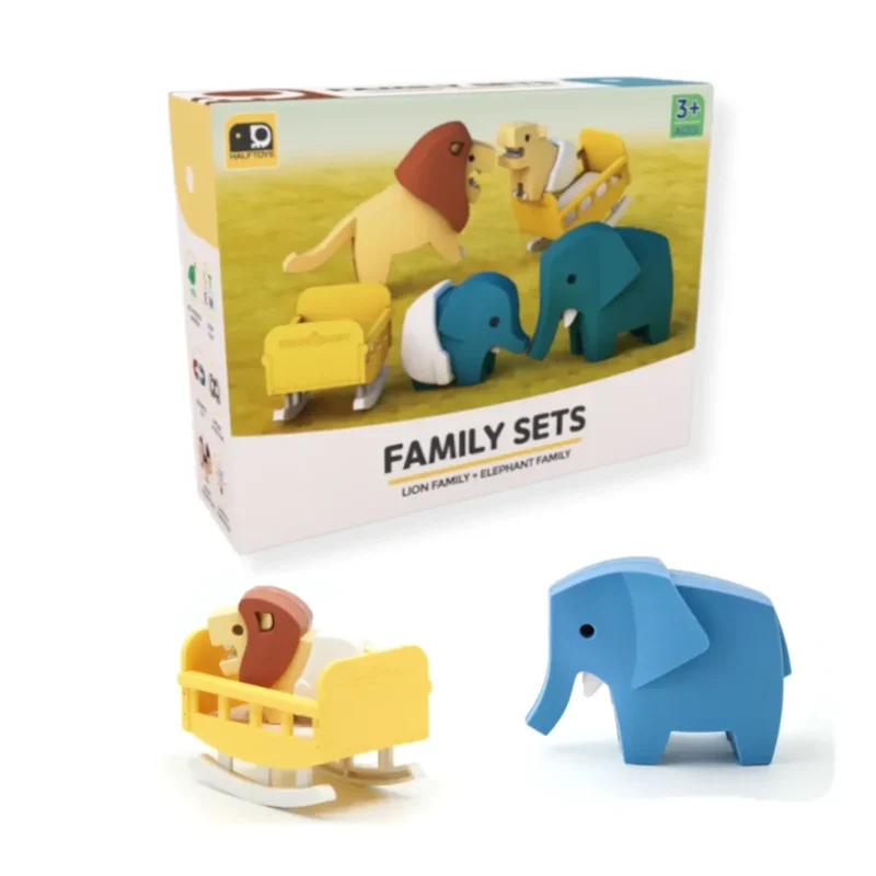 Figurki magnetyczne 3D safari Lew i Słoń – Half Toys 3+