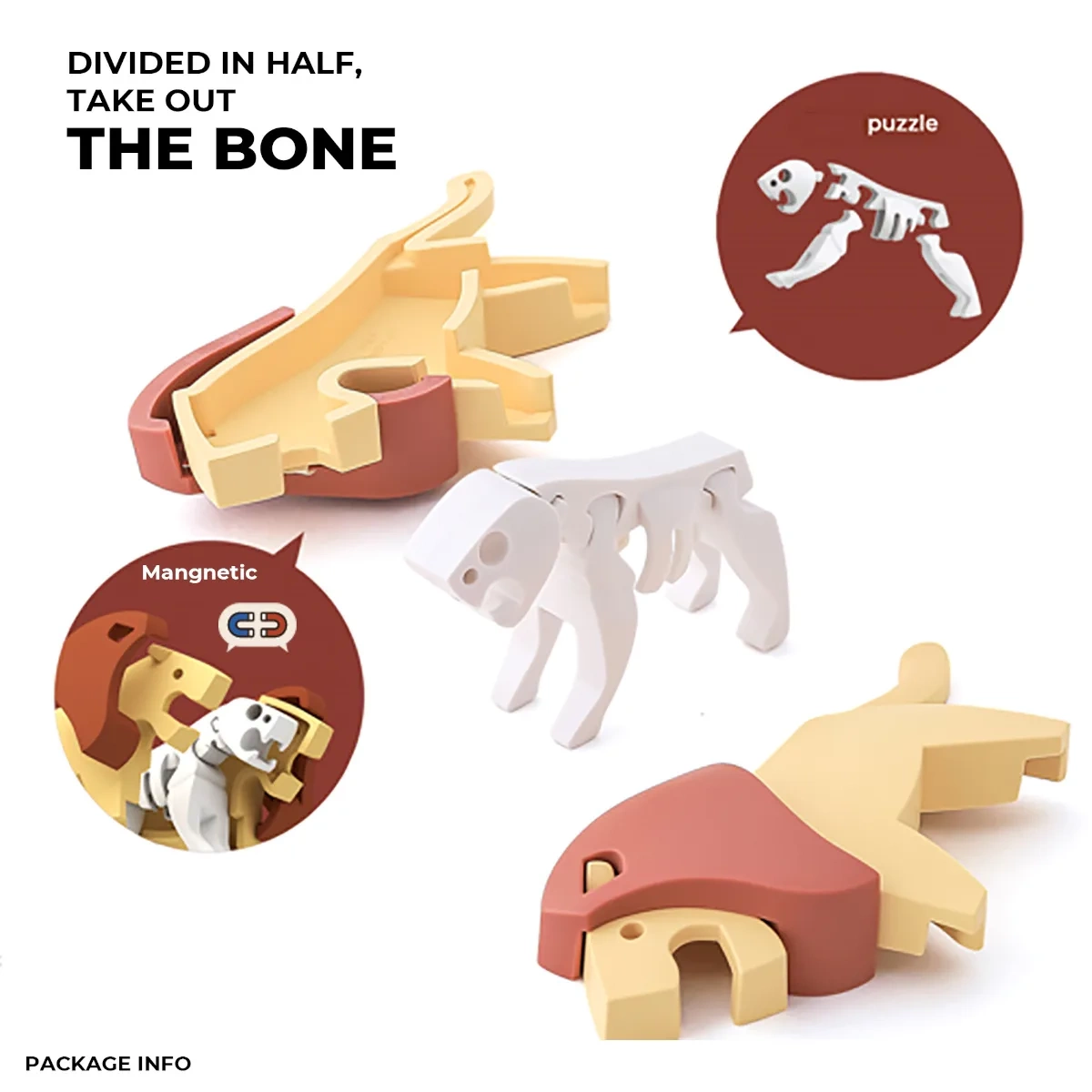 Figurki magnetyczne 3D safari Lew i Słoń – Half Toys 3+ - obrazek 5