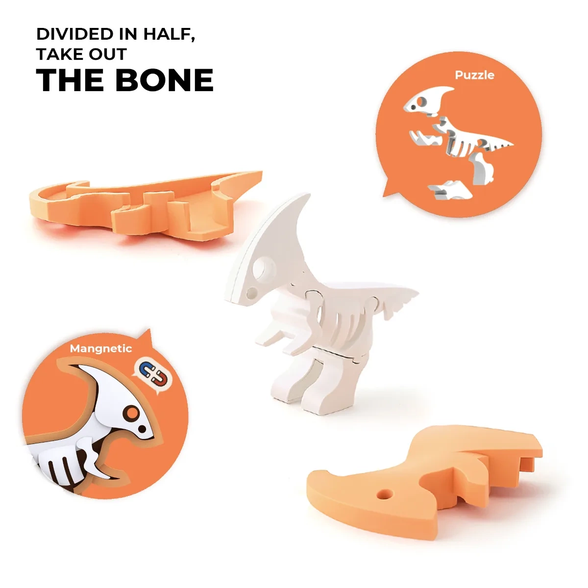 Figurki magnetyczne dinozaury 3D Ankylo i Para – Half Toys 3+ - obrazek 4