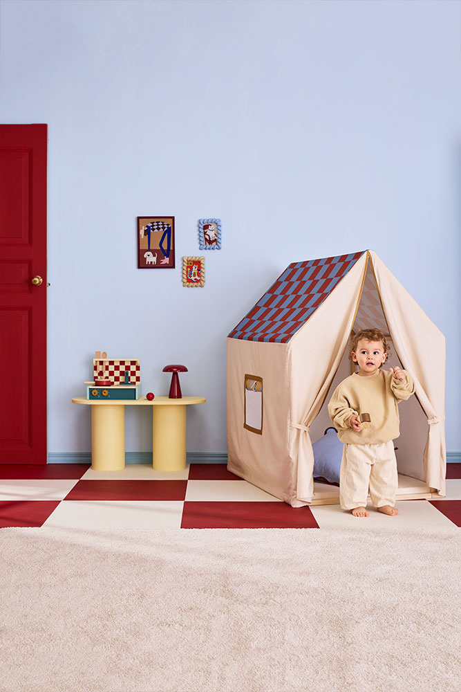 KID'S CONCEPT - namiot, domek z dachem w kratkę, błękitny - obrazek 2