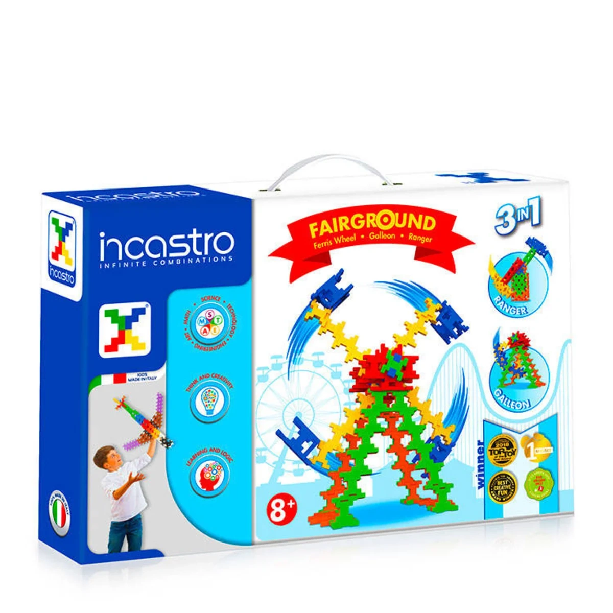Klocki konstrukcyjne Incastro Fairground 150 el. 3w1 – 4+