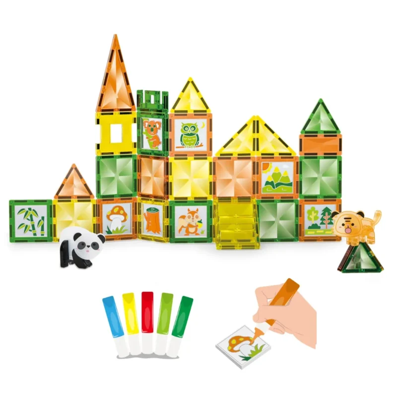 Klocki magnetyczne Window Art Dżungla 47 el. – X-Bida 3+